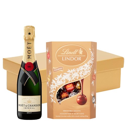 Half Bottle Of Moet and Chandon Brut Champagne 37.5cl And Chocolates In Gift Hamper